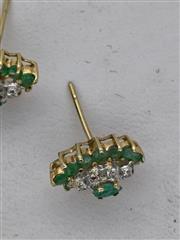 Emerald Gold-Diamond & Stone Earrings 12 Diamonds .36 Carat T.W.